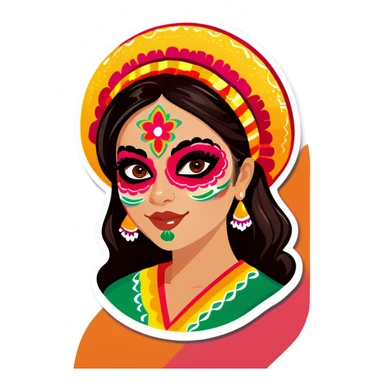 Pree teen with Mexican makeup sticker