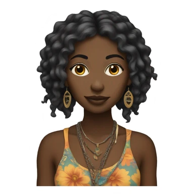 Black hippie girl sticker