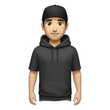 Male caucasian Designer With black hair wearing flat bill hat and black hoodie sticker