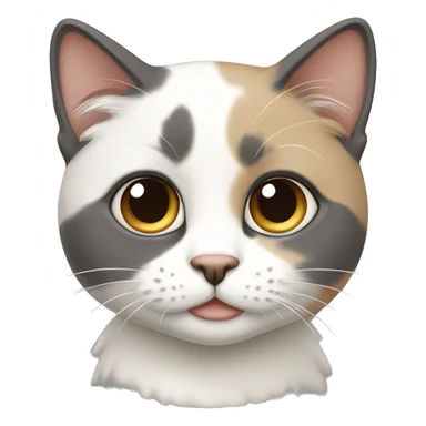 Beige grey white calico cat sticker