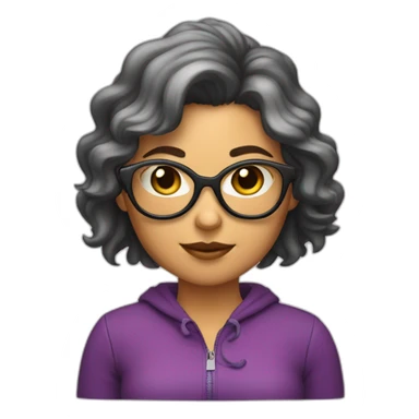 mujer con gafas pelo corto canoso con gato rayado sticker