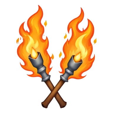 crossed torches with fire sticker