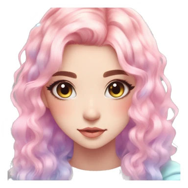Gorgeous Beautiful Blushing Petite Colorful-Shiny-Pastel-Fairy-Anime-Girl with beautiful gradient pastel hair aesthetic sticker