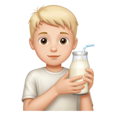 boy holding milk sticker
