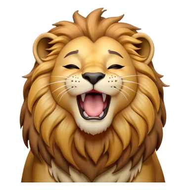 Cinematic Cute Yawning Lion Portrait Emoji, Head tilted slightly with a dramatic, wide-open yawn, showcasing a soft, downy tawny Fur with a majestic mane, floppy ears slightly drooping, round amber eyes barely open in drowsy contentment, Simplified yet irresistibly adorable features, highly detailed, glowing with a soft, cozy glow, high shine, relaxed yet expressive, stylized with a touch of savannah whimsy, bright and endearing, soft glowing outline, capturing the essence of a sleepy yet affectionate lion, so drowsy it feels like it could stretch out of the screen and curl up for a nap! sticker