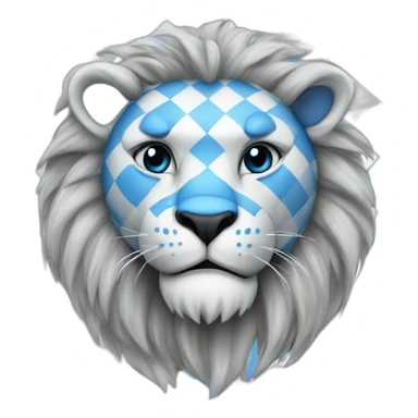 lion in mask blue-white checkerboard color sticker