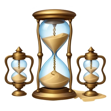 A timekeeping beast with eyes and an hourglass-shaped torso filled with enchanted sand that flows upward instead of down, surrounded by clockwork appendages that tick in rhythm with nearby life forces. sticker