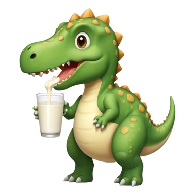 A dinosaur drinking milk sticker