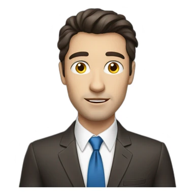 spirited man with Ukrainian blue eyes, dark brown hair in a business suit sticker
