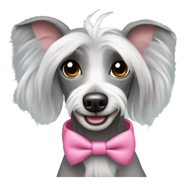 Grey Chinese crested with pink bow sticker