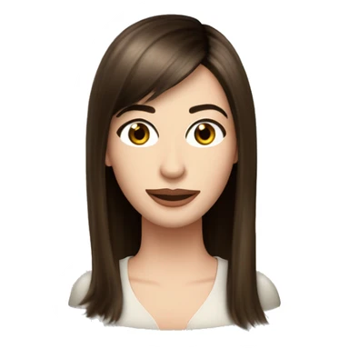 chica de pelo largo liso con flequillo castaño claro con ojos castaños claro parecida a anne hathaway sticker