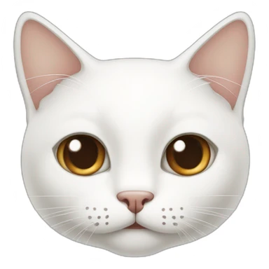 white cat with a little bit brown and half brown mouth sticker