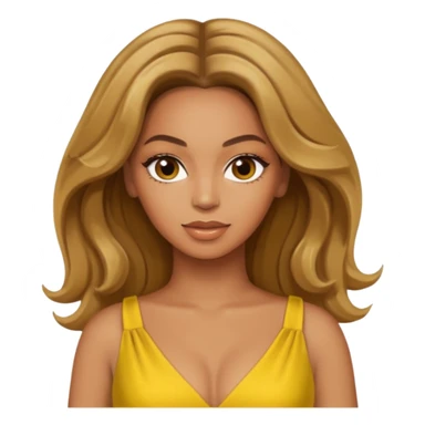 Beyonce brown eyes, dark blonde hair, yellow outfit sticker