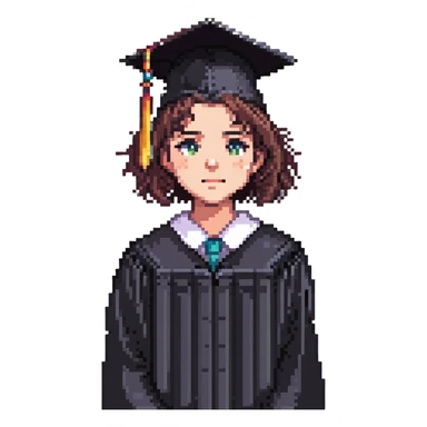 disappointed student holding a failed exam, wearing a graduation cap sticker