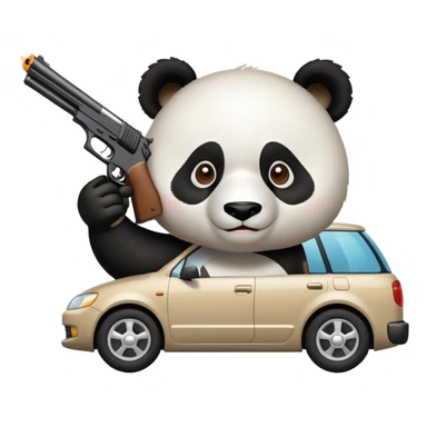 panda shooting a gun from a car sticker