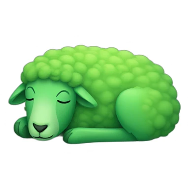 green sheep sleeping sticker