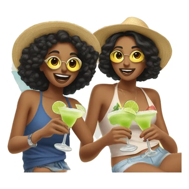 Two Latina best friends enjoying a little margarita at the beach  sticker