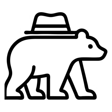 Add a hat to the bear icon in outlined style, with no background. sticker