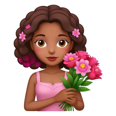 Brazilian girl with pink and red bouquet of flowers sticker