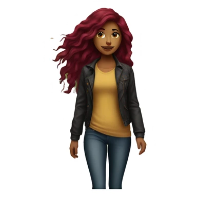 Beautiful tattooed  burgundy long haired woman crossing the street sticker