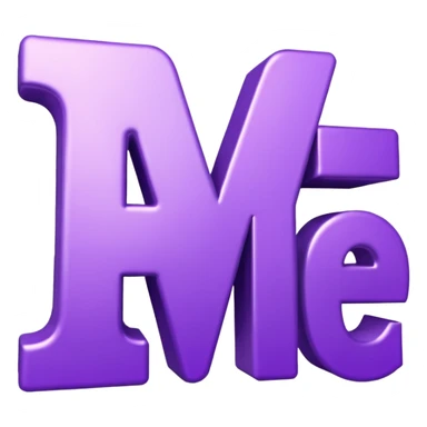 3D text that spells "me" in a shiny purple font  sticker