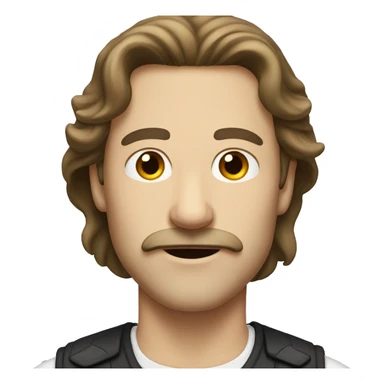 white man with moustache and long brown hair sticker