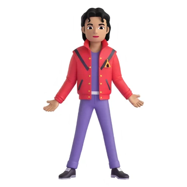 Michael Jackson with his Thriller jacket sticker