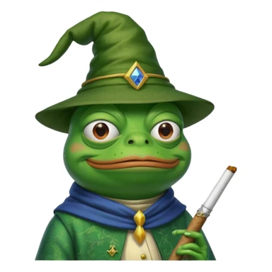pepe smoking a long joint looking like a wizard sticker