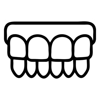 silver teeth, outlined icon style, minimal, clean lines sticker