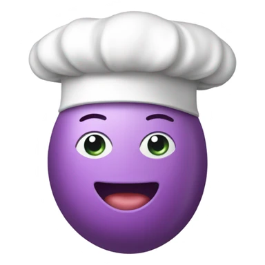 Light pink eggplant wearing chef’s hat sticker