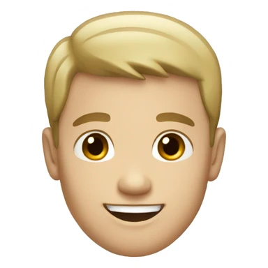 white male with black very short hair smiling sticker