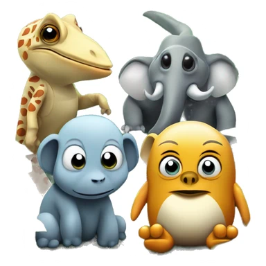 chameleon, chetah, elephant and penguin chilling in the jungle sticker