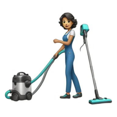 Woman with vacuum cleaner sticker