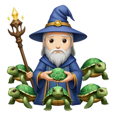 wizard surrounded by turtles sticker