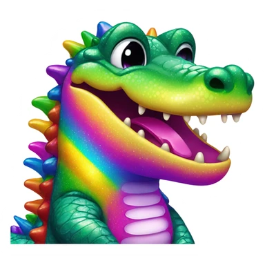 Lisa Frank sparkle rainbow cute alligator  sticker