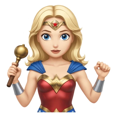 Blonde blue eyes Wonder Woman holding bell and baton sticker