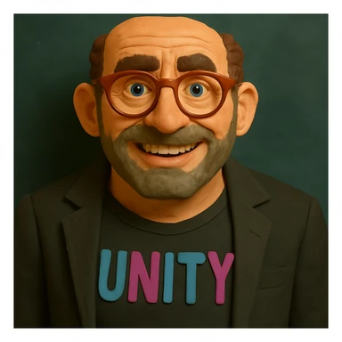 vergrößere die Stirn und mache das Gesicht etwas schmaler, behalte den claymation style portrait inspired by Gerard Butler bei sticker