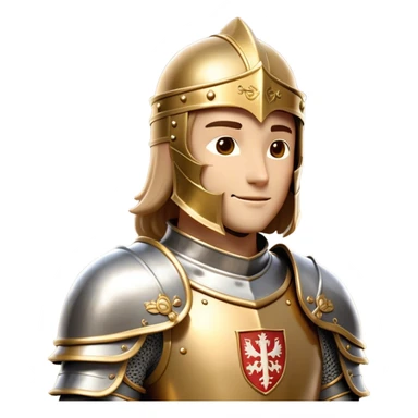 Clash of Clans aesthetic: Beautiful and Majestic Knight Portrait Emoji, Rendered in serene valor with a gentle, confident smile and regal bearing, showcasing a refined, elegantly armored form with polished heraldic accents and softly closed eyes in natural skin tone, Simplified yet exquisitely endearing features, highly detailed, glowing with a soft, majestic light, high shine, calm and heroic, stylized with an air of timeless chivalric grace, soft glowing outline, capturing the essence of a majestic knight whose noble spirit inspires epic quests! sticker