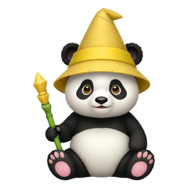 panda with yellow conical hat sticker
