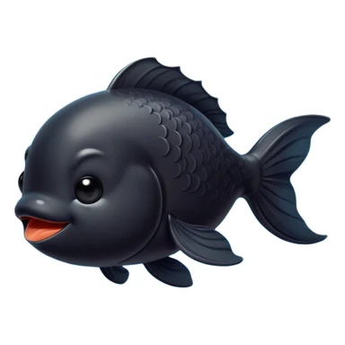 Meme-Worthy Cute Sleeping Black Goldfish Portrait Emoji, Head resting peacefully with a contented smile, showcasing a streamlined, graceful body and a luxuriously soft deep black hue, eyes closed in a serene, floating nap, Simplified yet hilariously adorable features, highly detailed, glowing with a soft, drowsy light, high shine, relaxed and utterly lovable, stylized with an air of playful laziness, bright and heartwarming, soft glowing outline, capturing the essence of a comically sleepy goldfish, so meme-worthy it feels like it could instantly become the next viral sensation of adorable slumber! sticker