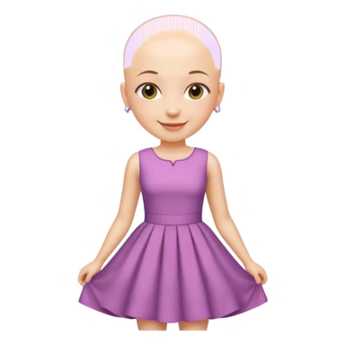 create pretty girl with bald head with pretty dress shot is waist close sticker