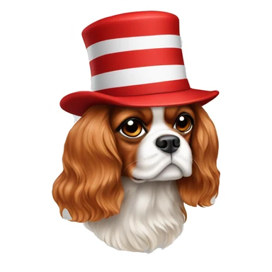 Cavalier King Charles spaniel wearing red trump hat sticker