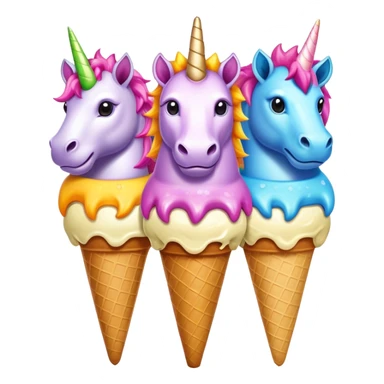 ice cream unicorns with crocodile tails and lions manes sticker