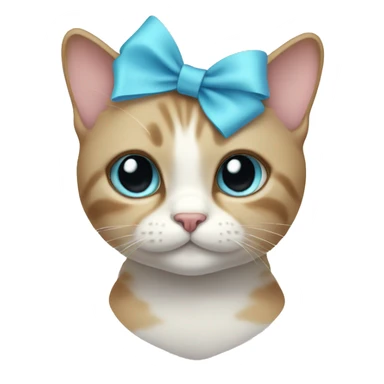 Cat wearing a light blue bow sticker