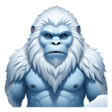Cinematic Noble Yeti Portrait Emoji, Grand and enigmatic, with a towering, snow-dusted figure in pristine whites and cool blues, exuding ancient, mystical wisdom and stoic majesty, simplified yet exquisitely detailed with frosty textures, glowing with a gentle, icy outline that captures the awe-inspiring presence of a guardian of the frozen wilds! sticker
