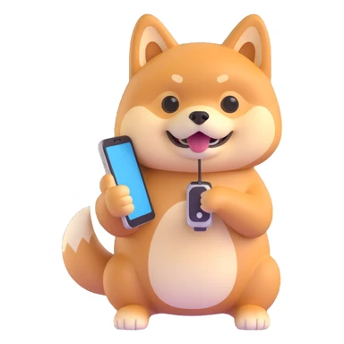 shiba inu holding a phone sticker