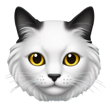 black cat long haired with muzzle half white sticker