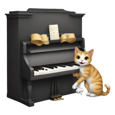 Cat playing piano sticker