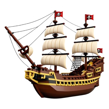 Pirate Ship (Toy) - Lego Pirate Ship (Model Year: 2021) (Iconic colour: Brown with red sails) sticker