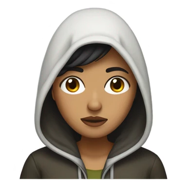Dark hair olive skin woman in hood crying sticker